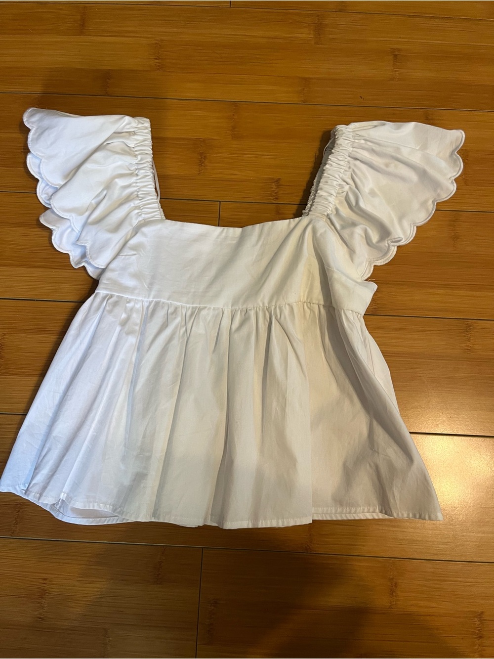 White Ruffle Sleeve Peplum Top - Casual Women's Summer Blouse